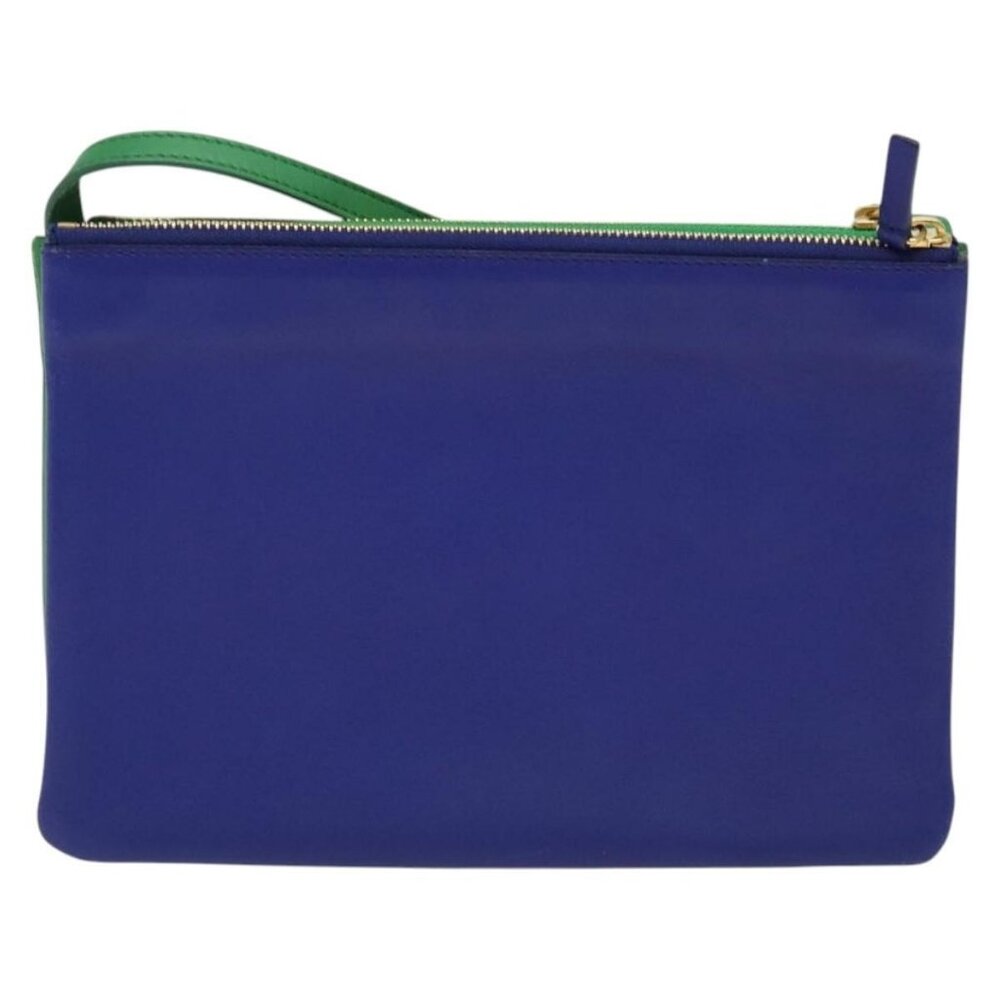 Authentic CELINE Trio Shoulder Bag Leather Green Gold - Picture 9 of 16